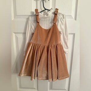 Nude dress with white under shirt